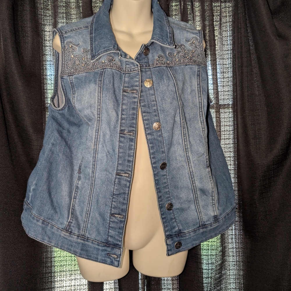 Christopher & Banks Blue Denim Vest